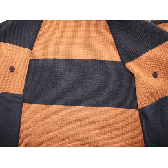 Tory Burch Merino Wool Coat / Small / Navy Mahogany Bold Stripe Heavyweight - Picture 12 of 13